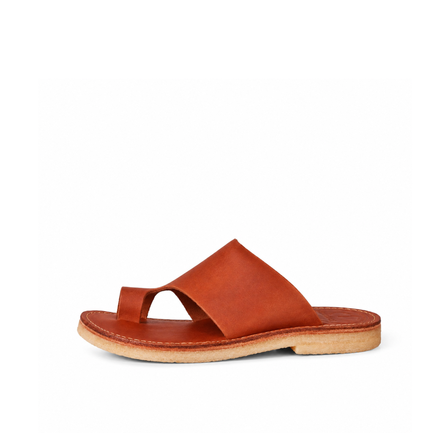 Duckfeet Mandø Brown toe-loop leather sandal, outer side view on white background