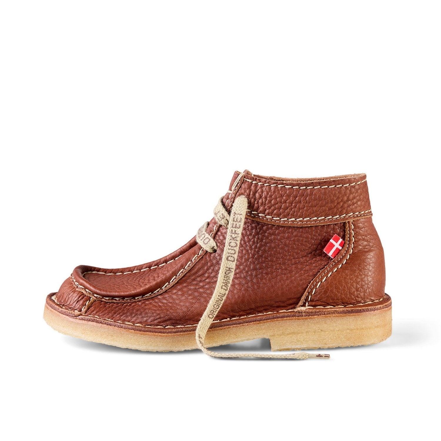 Duckfeet Ribe Nut moccasin leather ankle boot, outer side view on white background