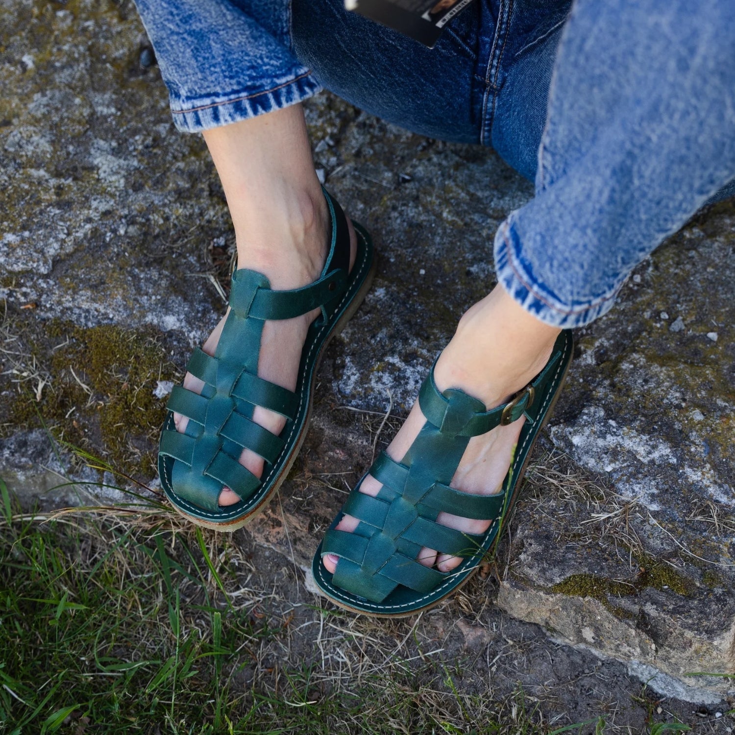 Duckfeet Ringkøbing Turquoise-Green fisherman leather sandal, additional product image 1