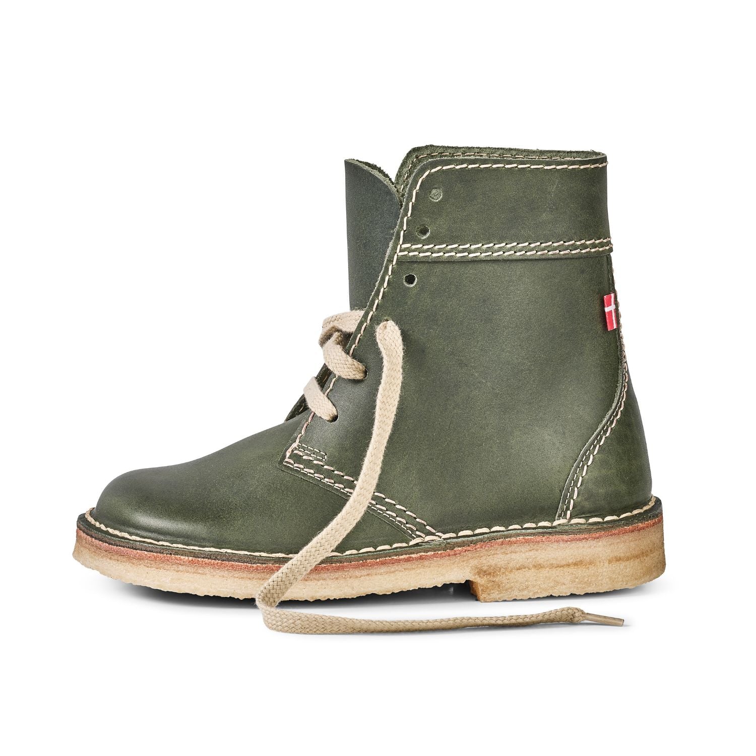Duckfeet Fåborg Forest lace-up leather boot, outer side view on white background