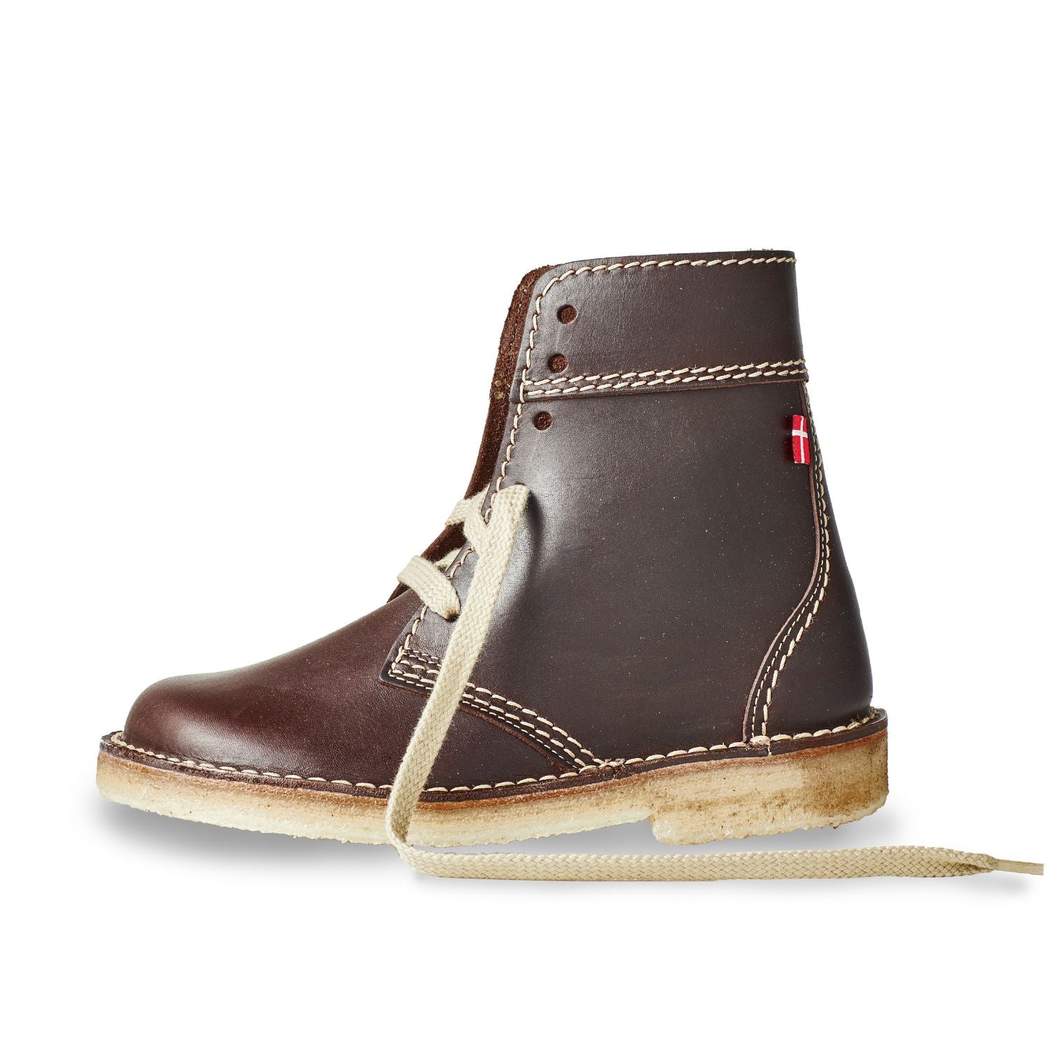 Duckfeet Fåborg Choco lace-up leather boot, outer side view on white background