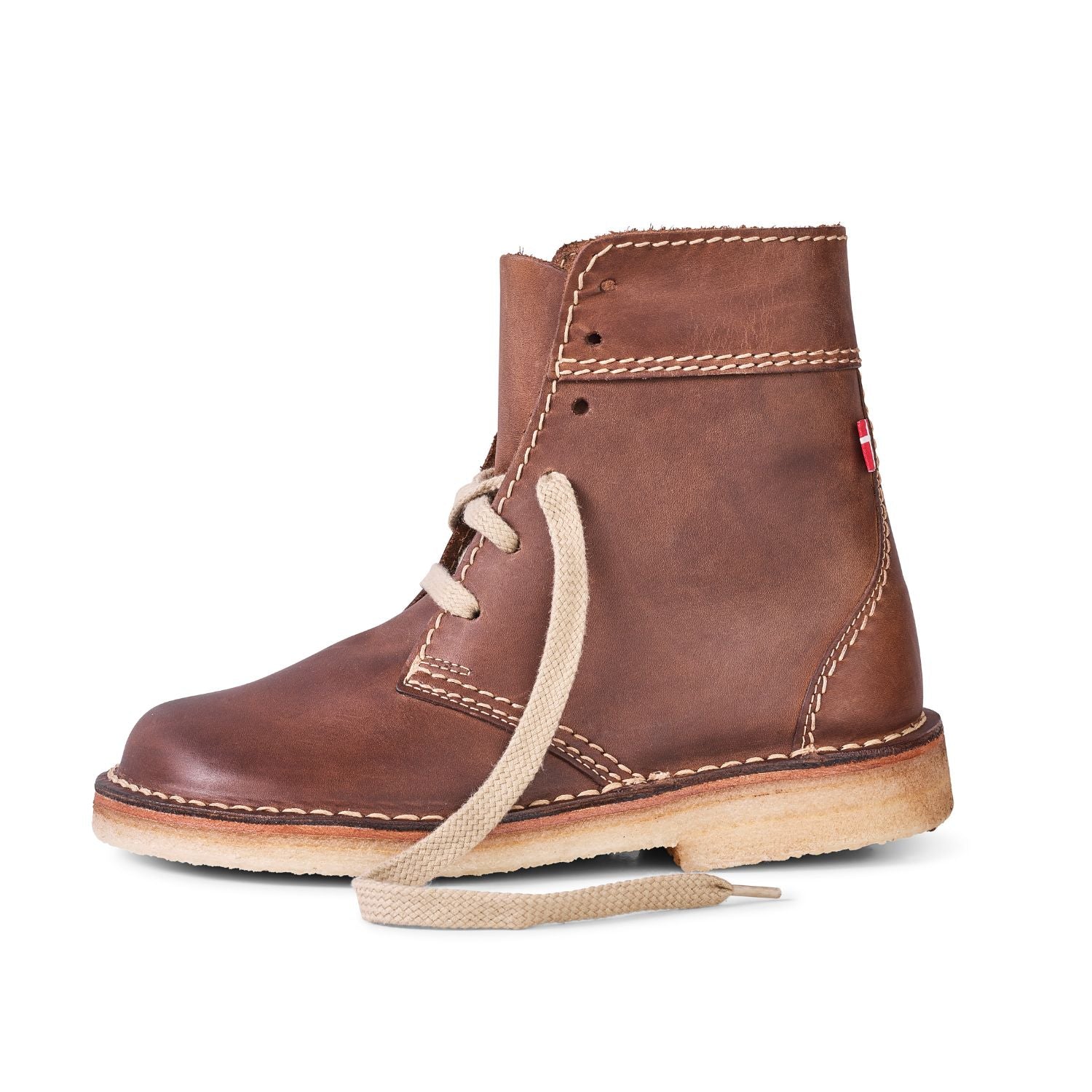 Duckfeet Fåborg Cocoa lace-up leather boot, outer side view on white background
