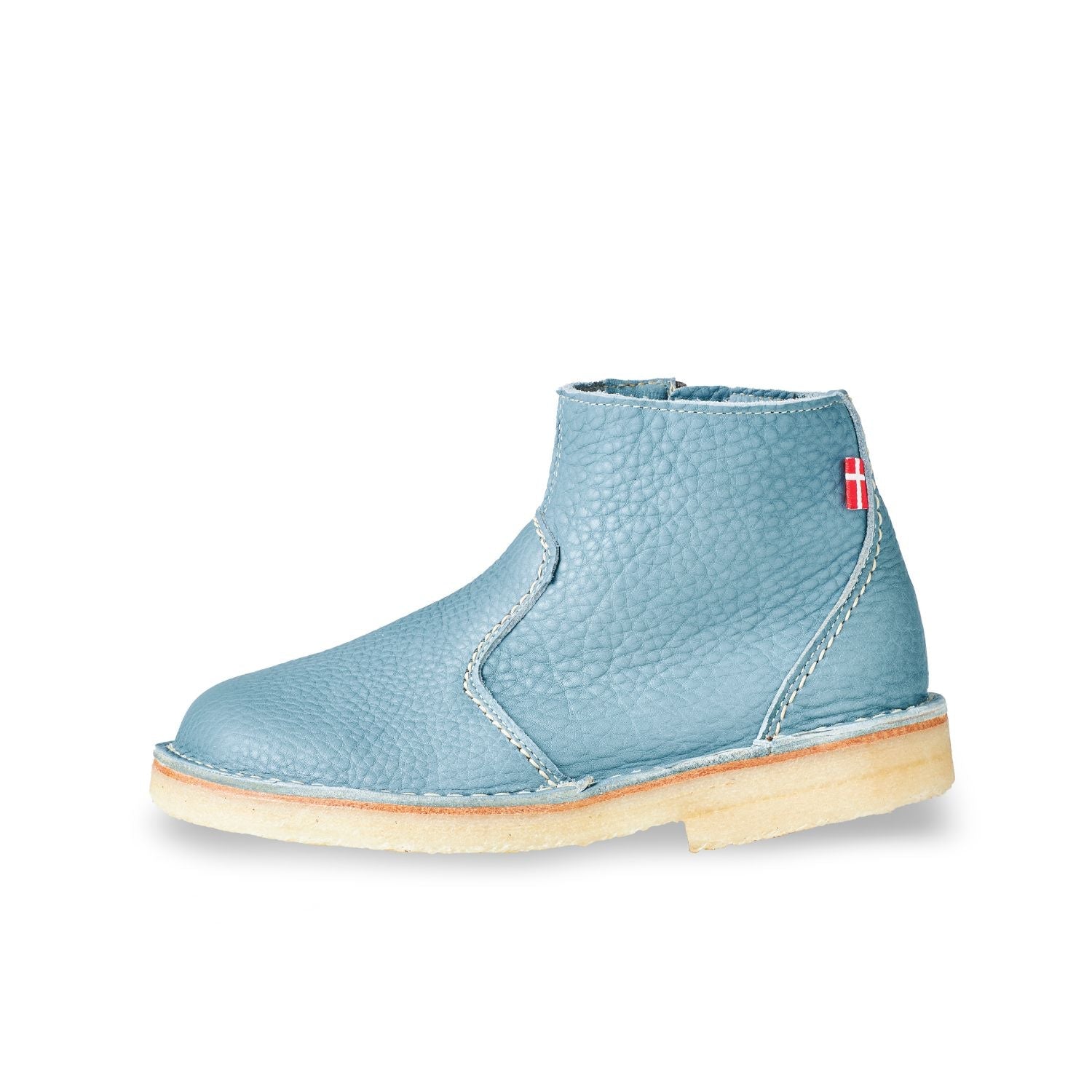 Duckfeet Fredericia Jeans zip-up leather ankle boot, outer side view on white background