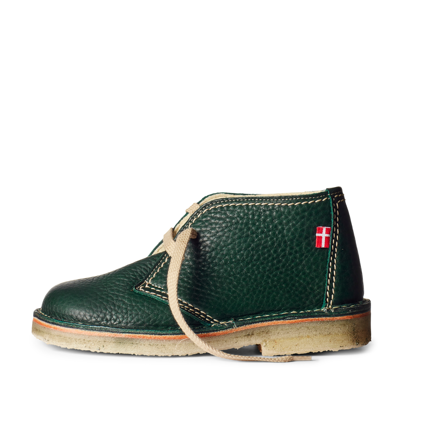 Duckfeet Grenå Green wool-lined leather ankle boot, outer side view on white background