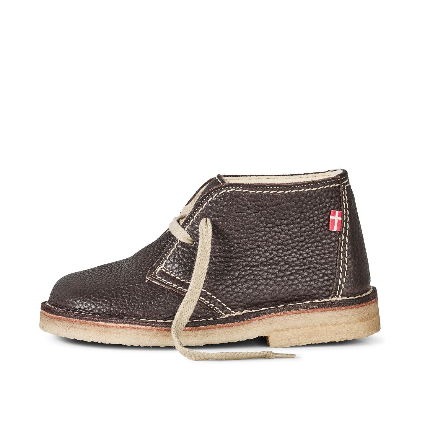 Duckfeet Grenå Stone wool-lined leather ankle boot, outer side view on white background