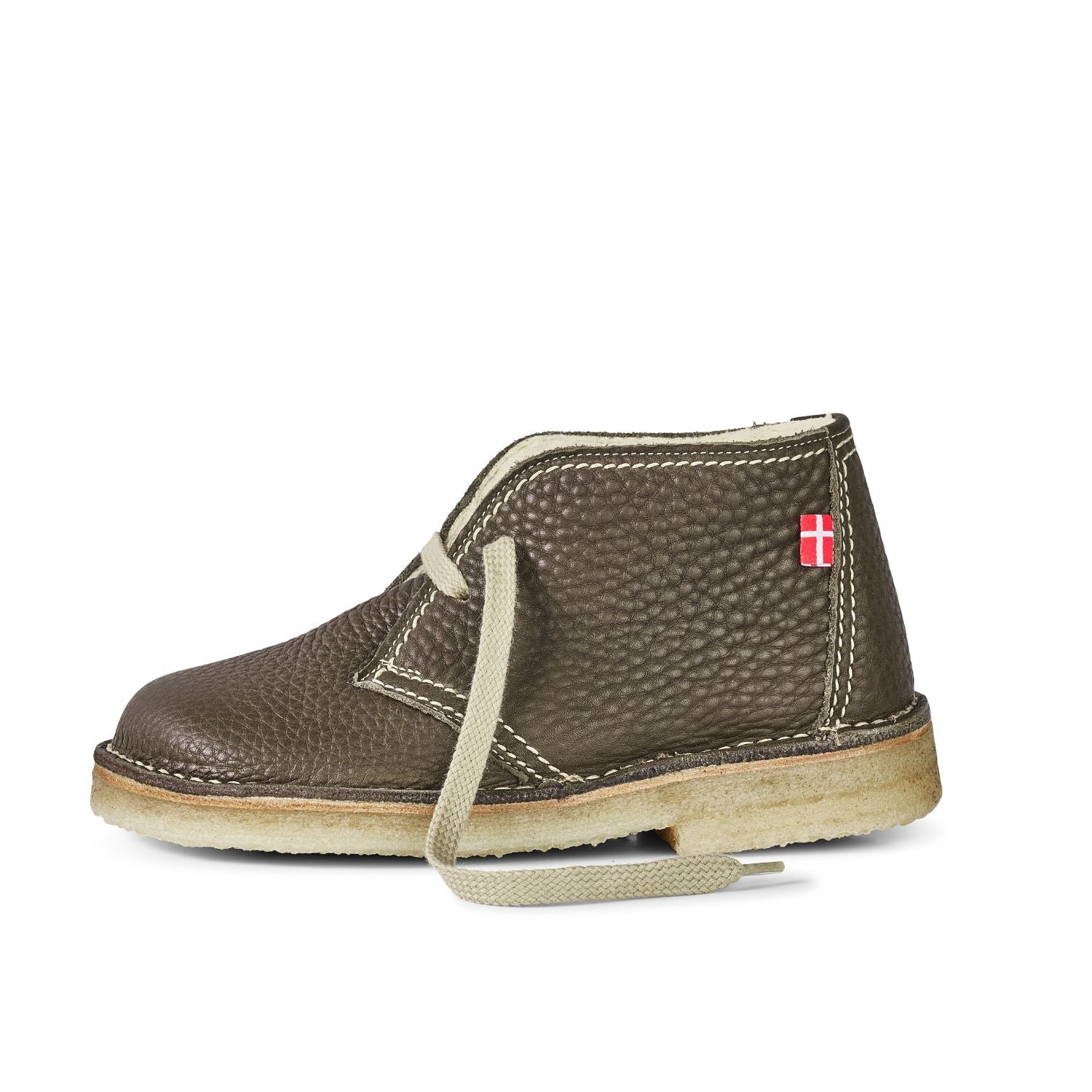 Duckfeet Grenå Olive wool-lined leather ankle boot, outer side view on white background