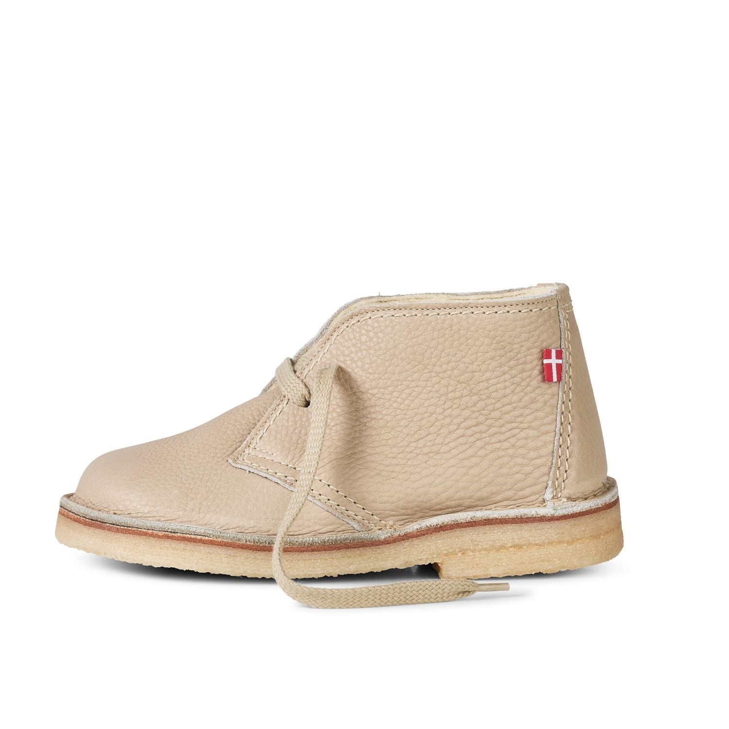 Duckfeet Grenå Cream wool-lined leather ankle boot, outer side view on white background