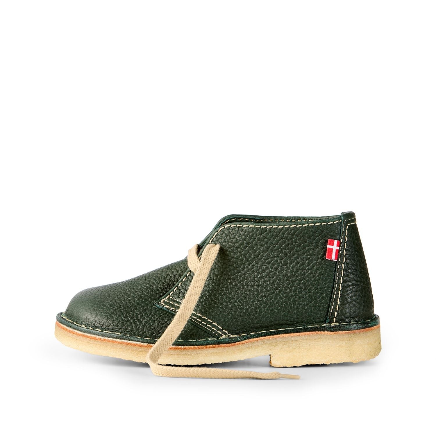 Duckfeet Helsingør Green leather ankle boot, outer side view on white background