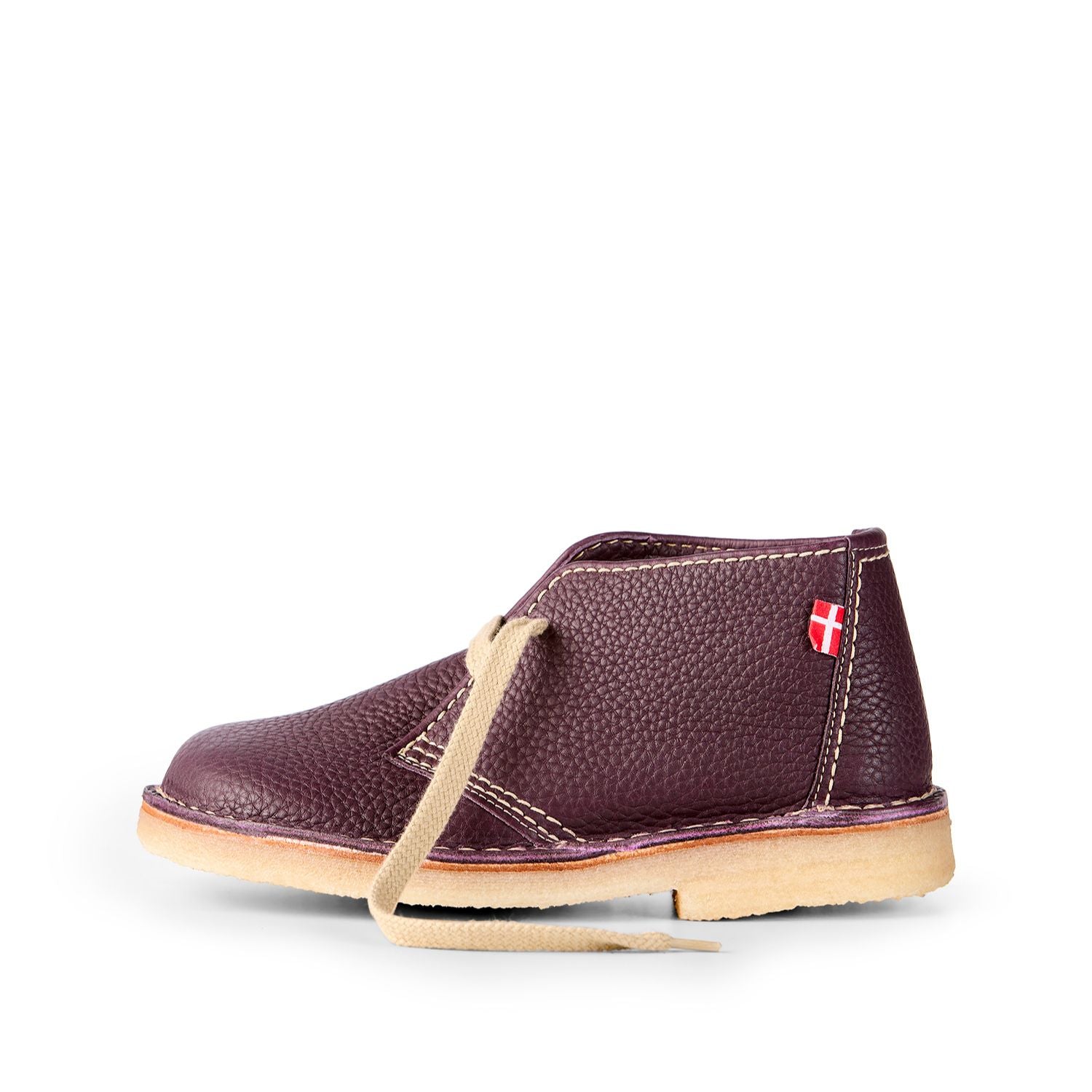 Duckfeet Helsingør Plum leather ankle boot, outer side view on white background