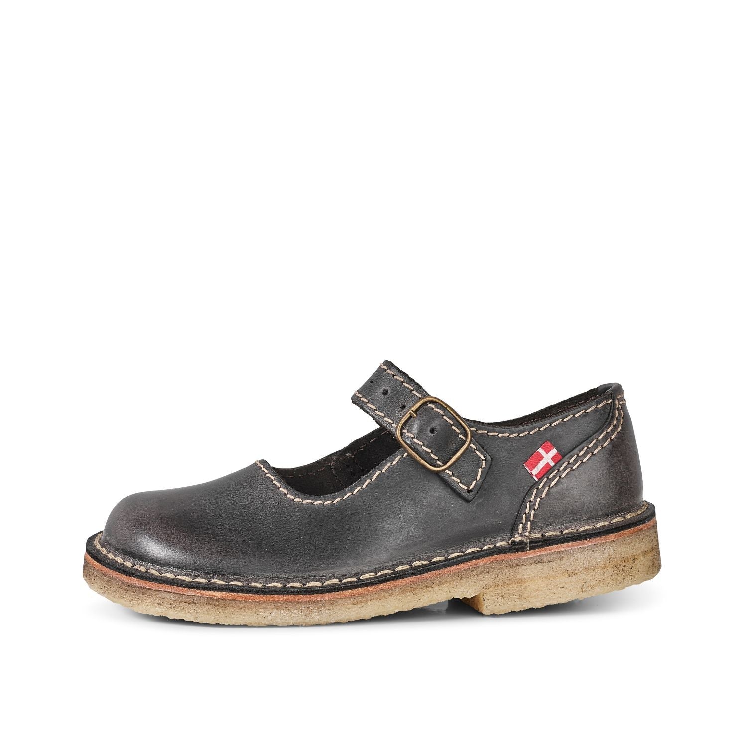 Duckfeet Himmerland Slate leather Mary Jane shoe, outer side view on white background