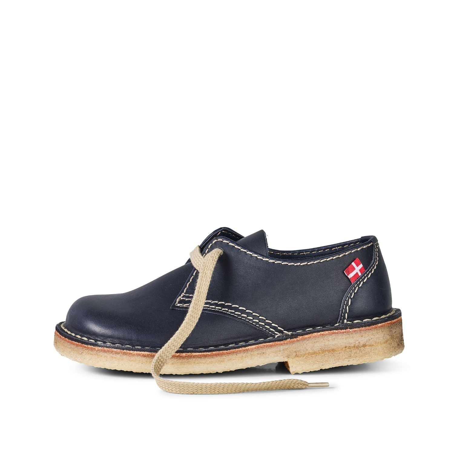 Duckfeet Jylland Blue leather derby shoe, outer side view on white background