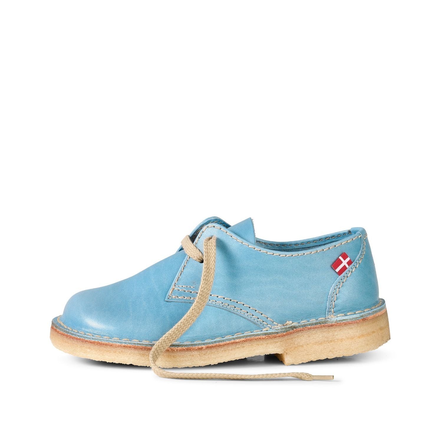 Duckfeet Jylland Jeans leather derby shoe, outer side view on white background