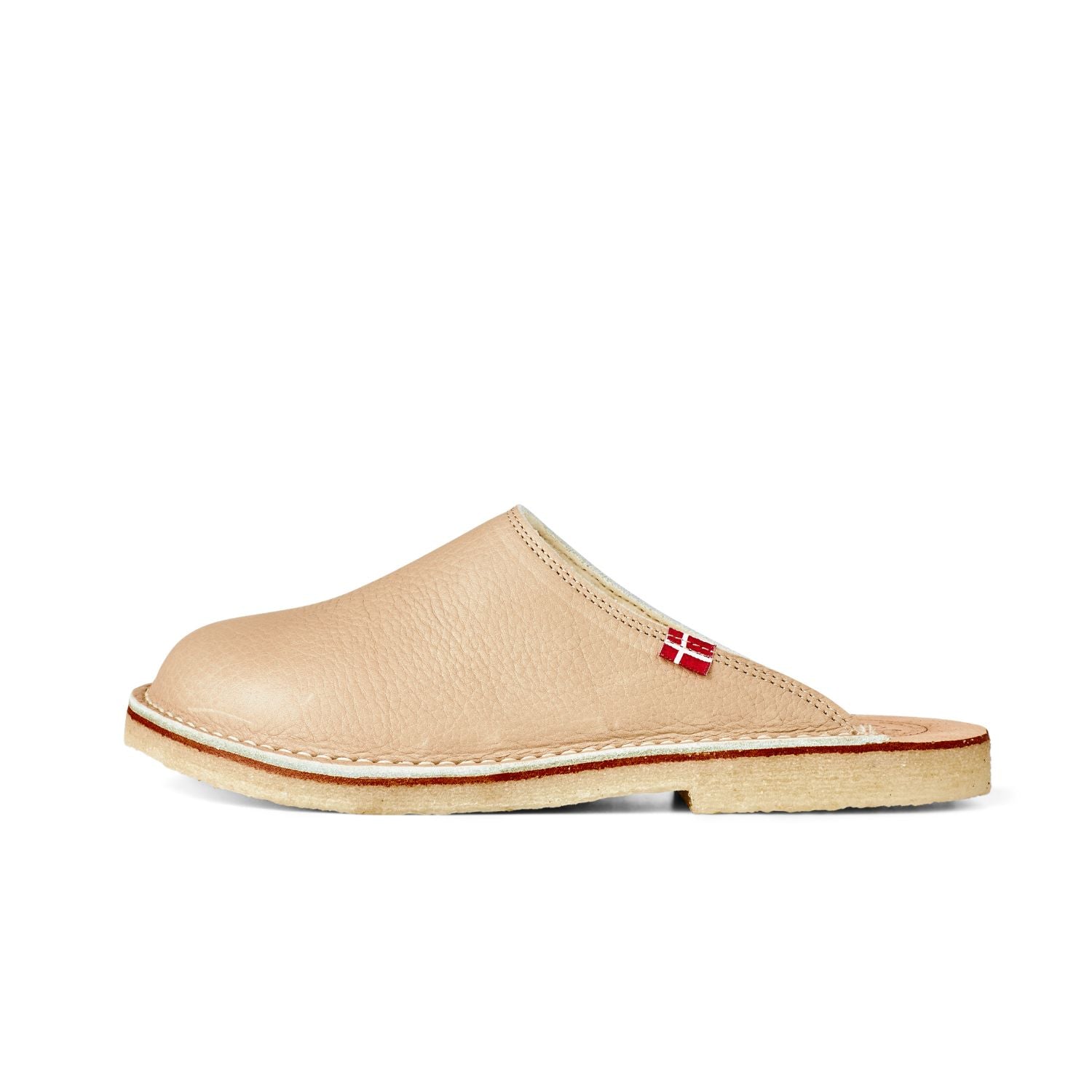 Duckfeet Klitmøller Cream wool-lined leather slipper, outer side view on white background