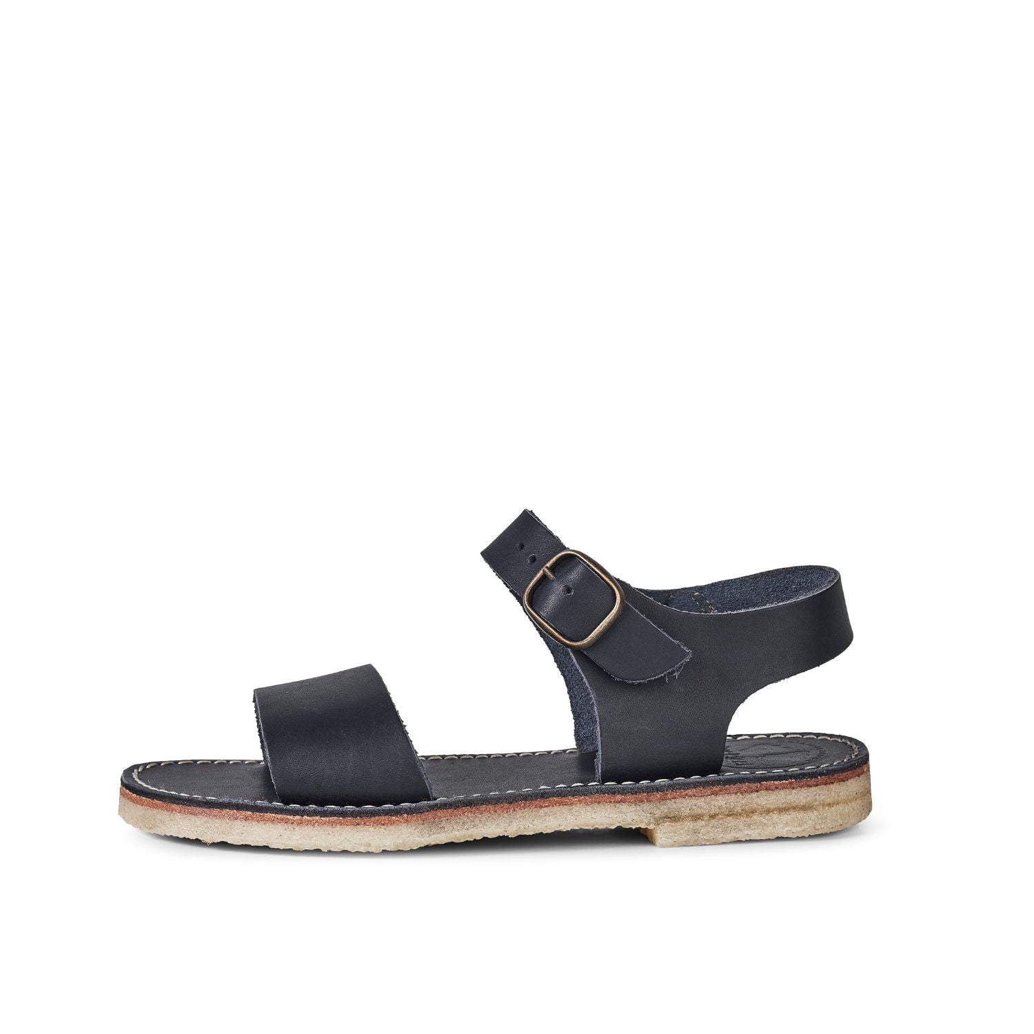 Duckfeet Løkken Blue ankle-strap leather sandal, outer side view on white background
