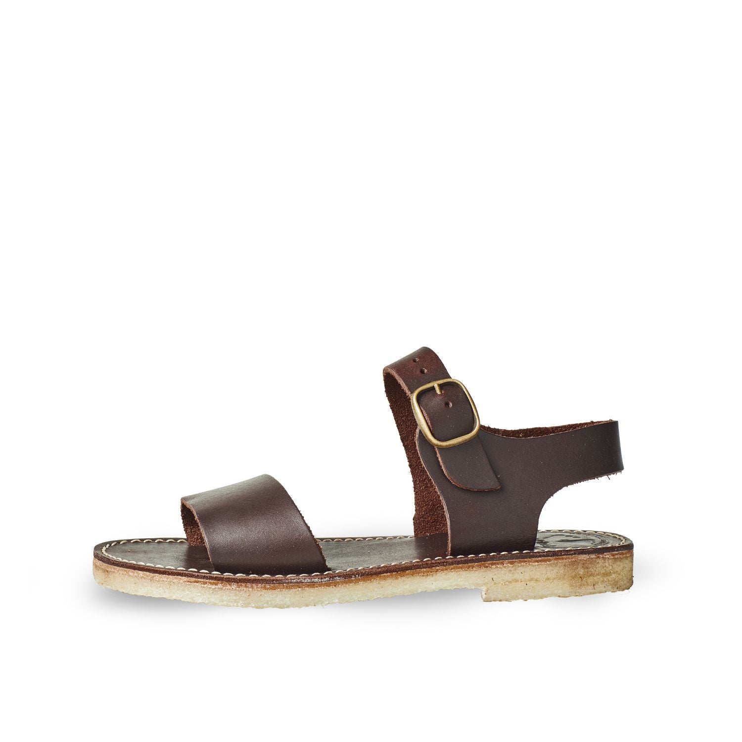 Duckfeet Løkken Choco ankle-strap leather sandal, outer side view on white background
