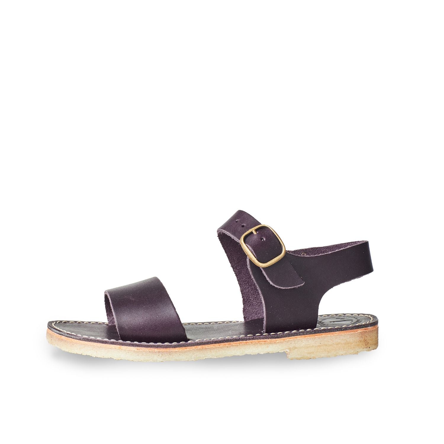 Duckfeet Løkken Plum ankle-strap leather sandal, outer side view on white background