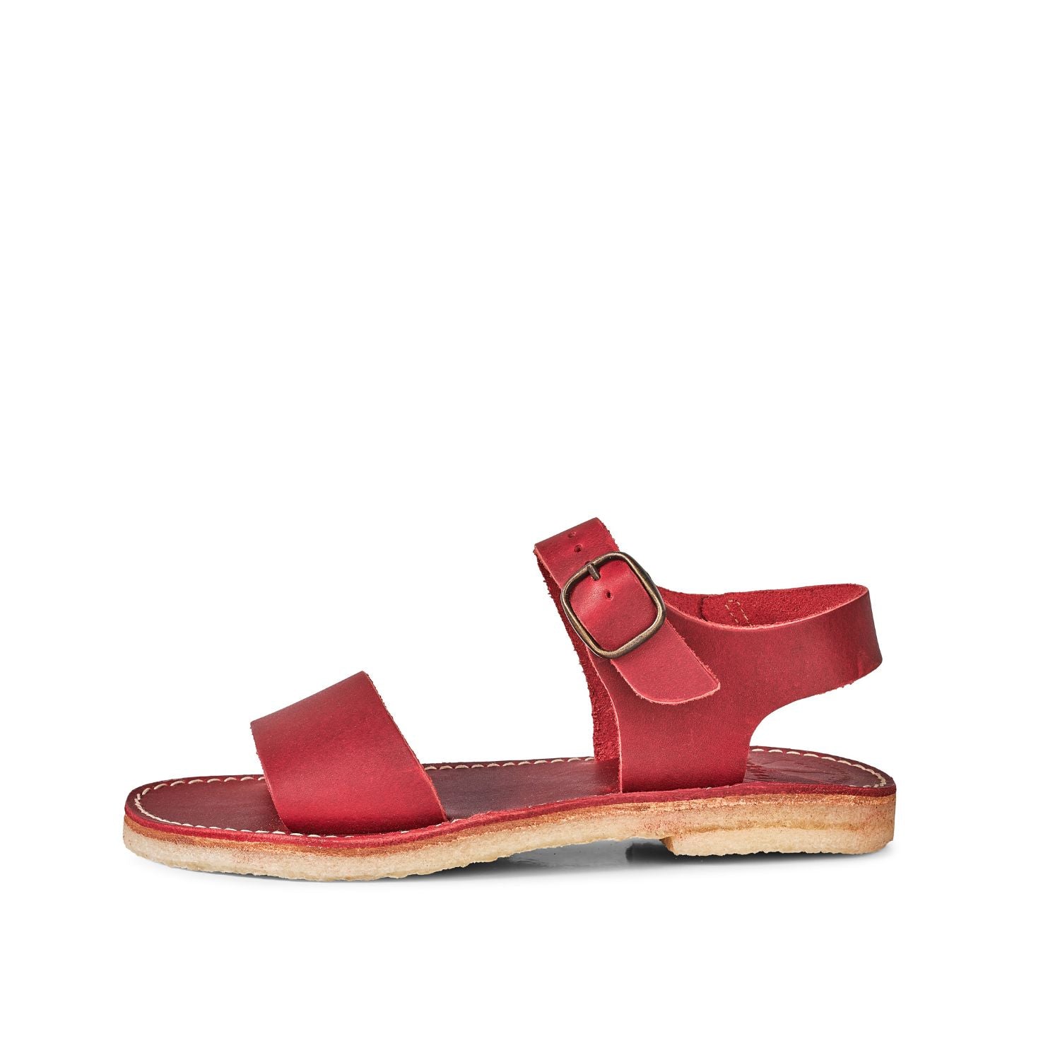 Duckfeet Løkken Granate ankle-strap leather sandal, outer side view on white background