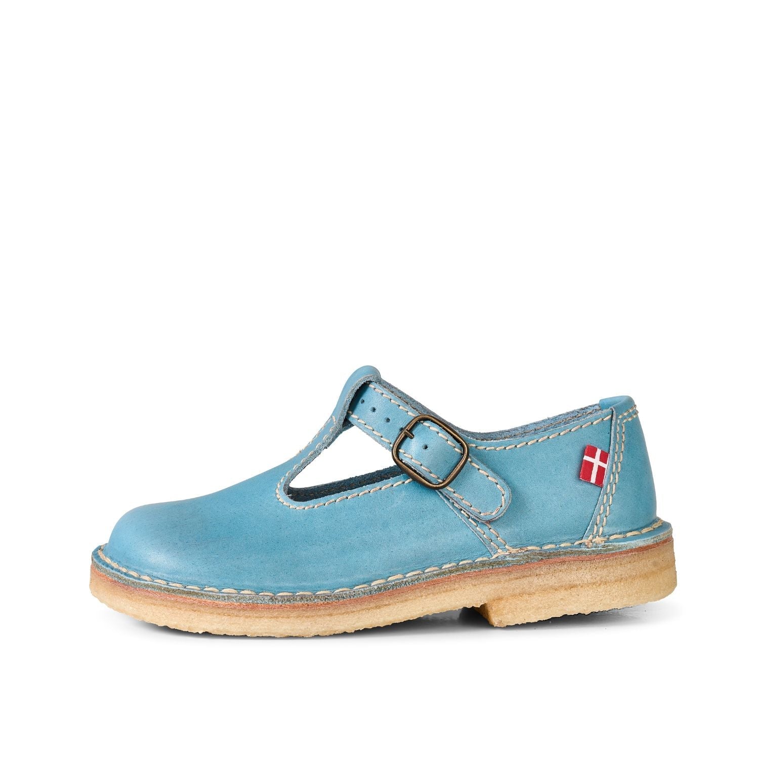 Duckfeet Lolland Jeans T-strap leather Mary Jane shoe, outer side view on white background