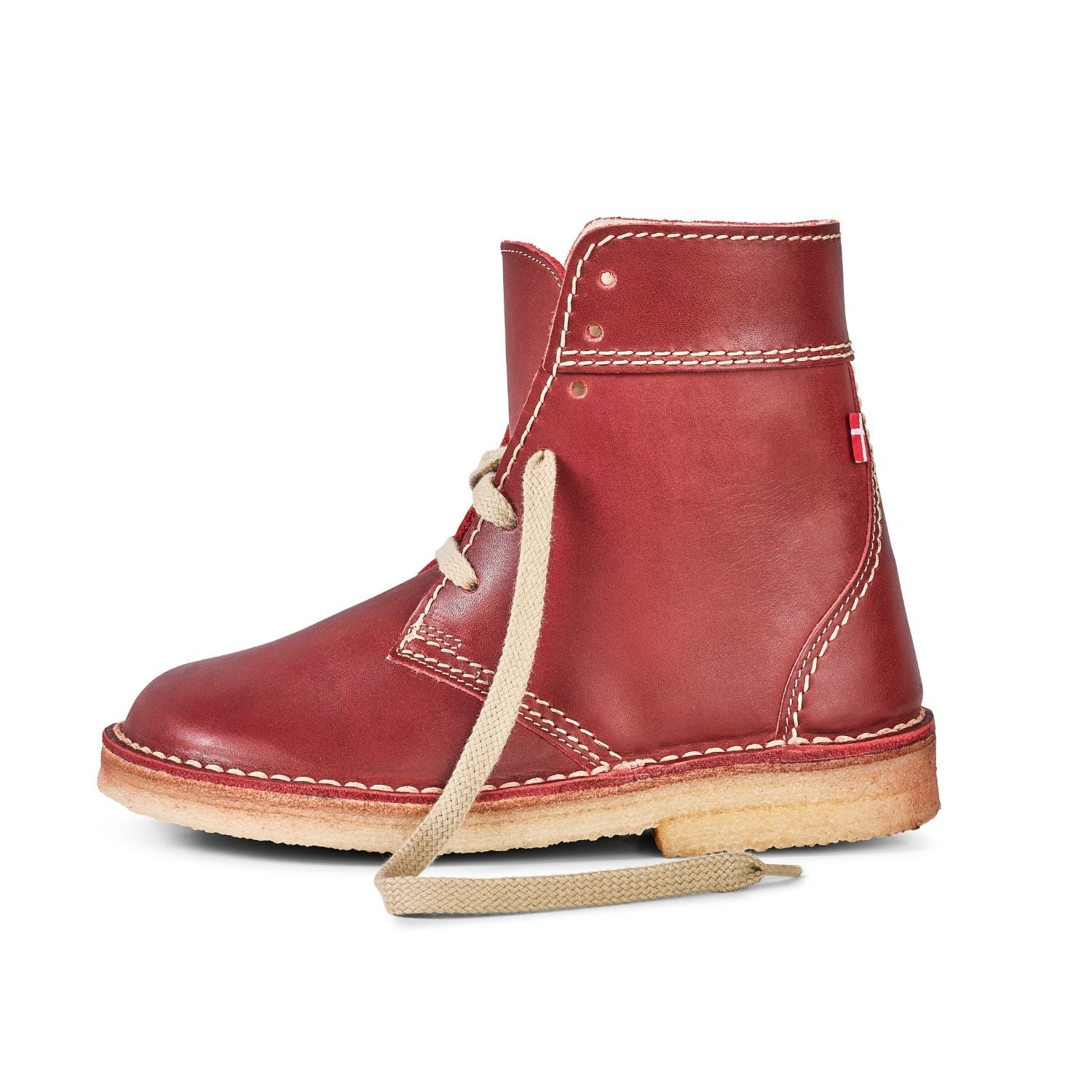 Duckfeet Odense Granate wool-lined lace-up leather boot, outer side view on white background