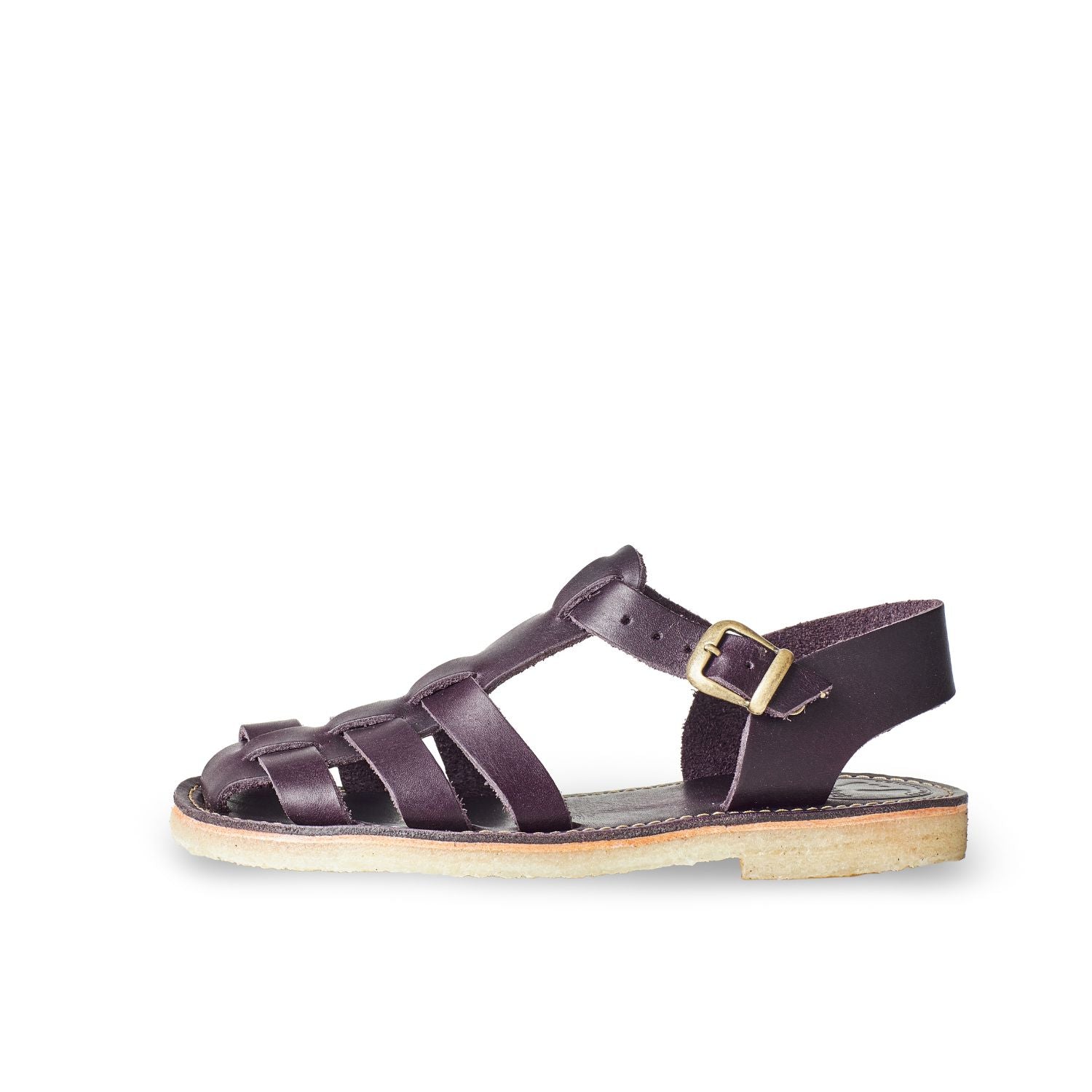 Duckfeet Ringkøbing Plum fisherman leather sandal, outer side view on white background