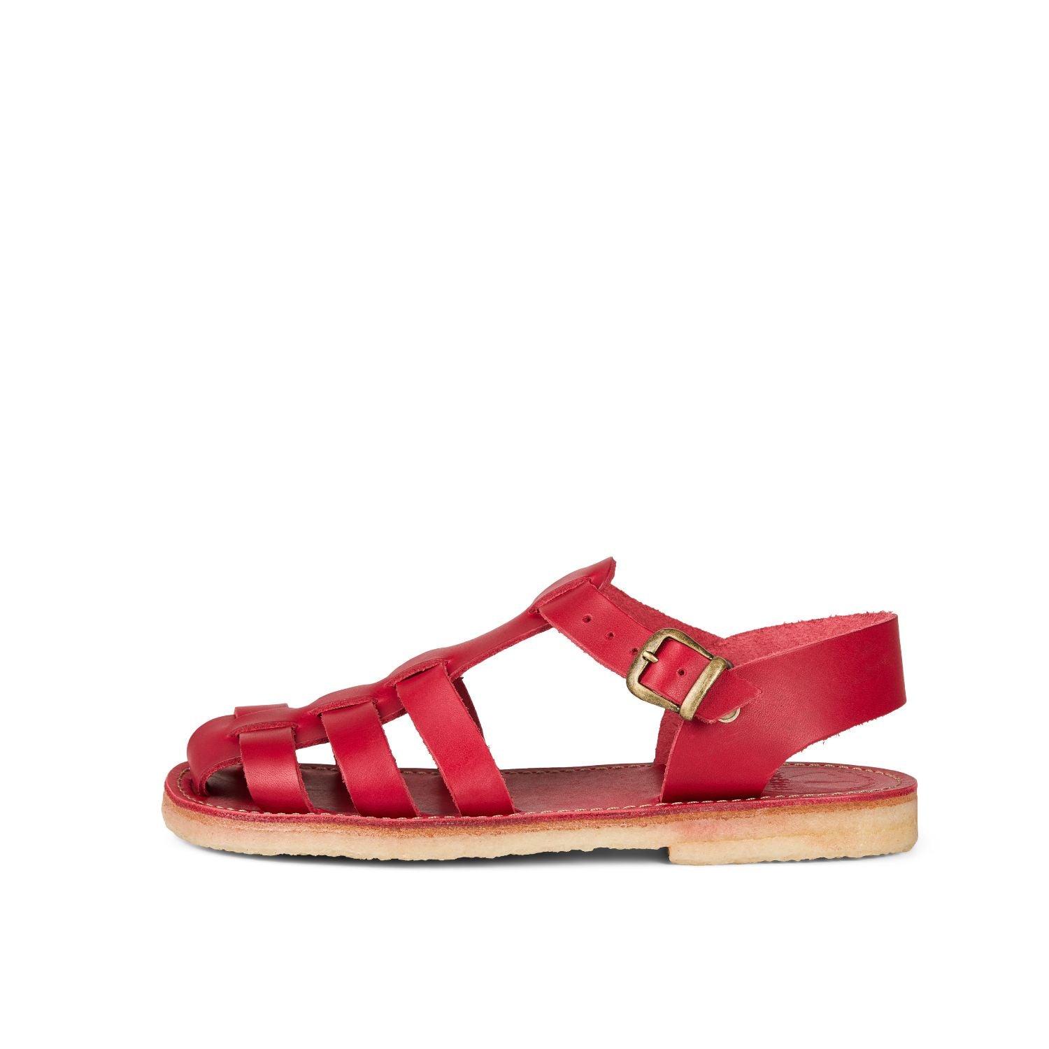 Duckfeet Ringkøbing Pink fisherman leather sandal, outer side view on white background