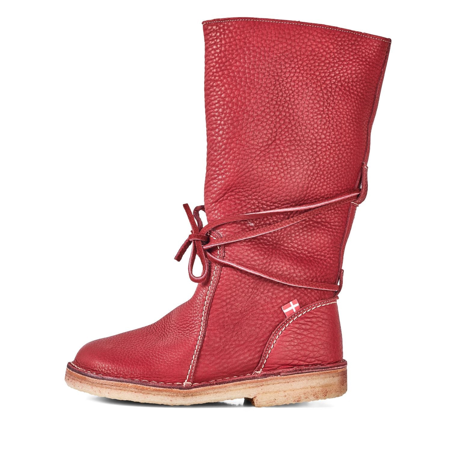 Duckfeet Silkeborg Granate wool-lined pull-on leather boot, outer side view on white background