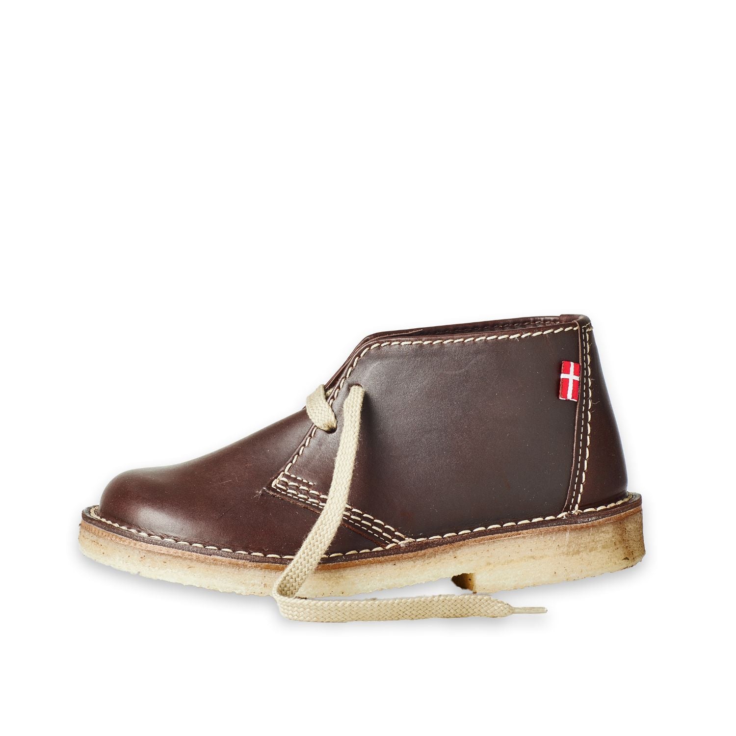 Duckfeet Sjælland Choco leather ankle boot, outer side view on white background