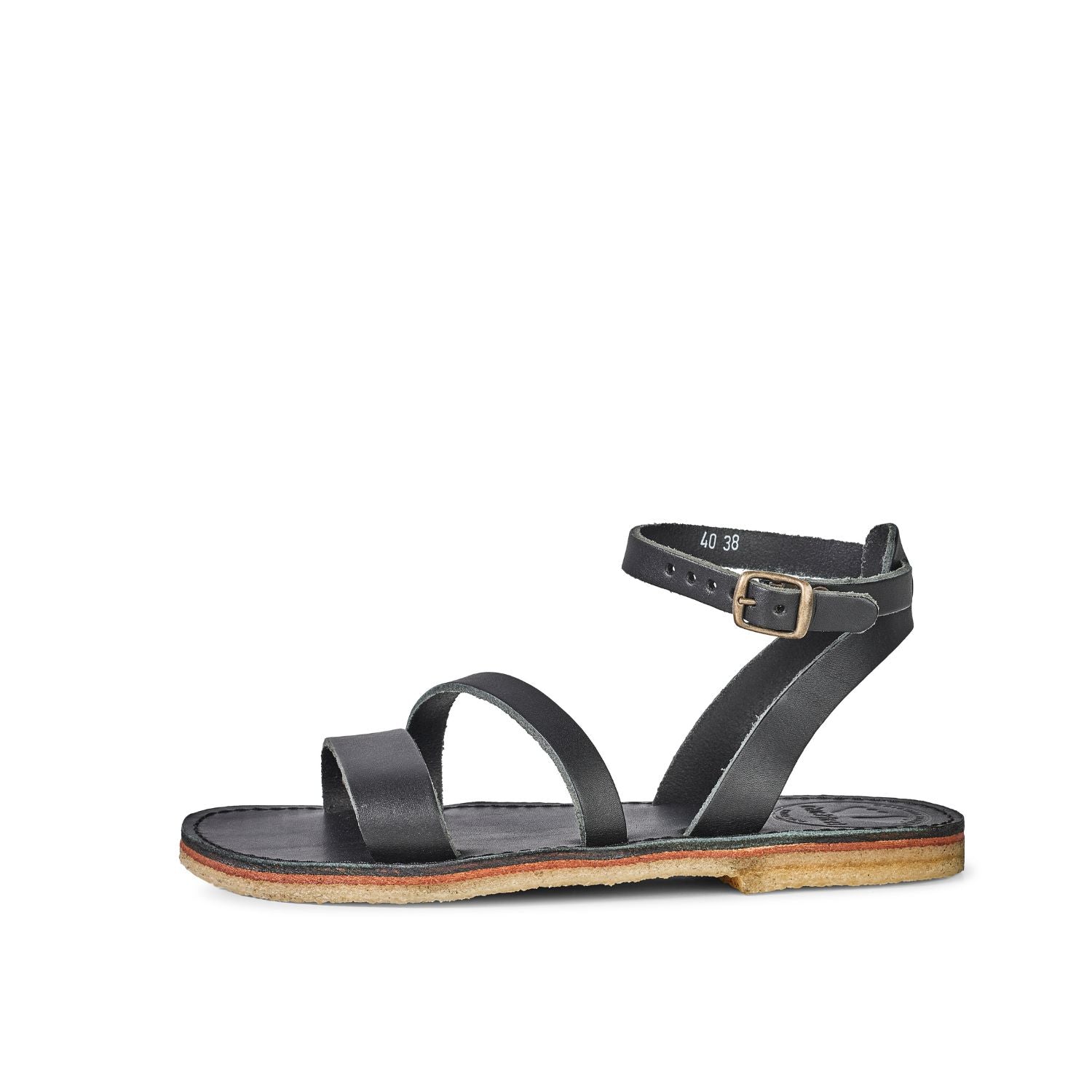 Duckfeet Skærbæk Black ankle-strap leather sandal, outer side view on white background