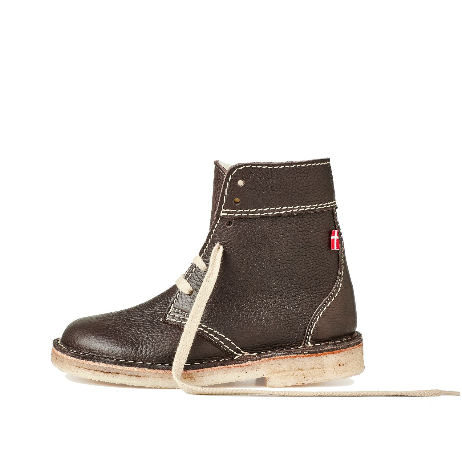 Duckfeet Skanderborg Stone wool-lined lace-up leather boot, outer side view on white background