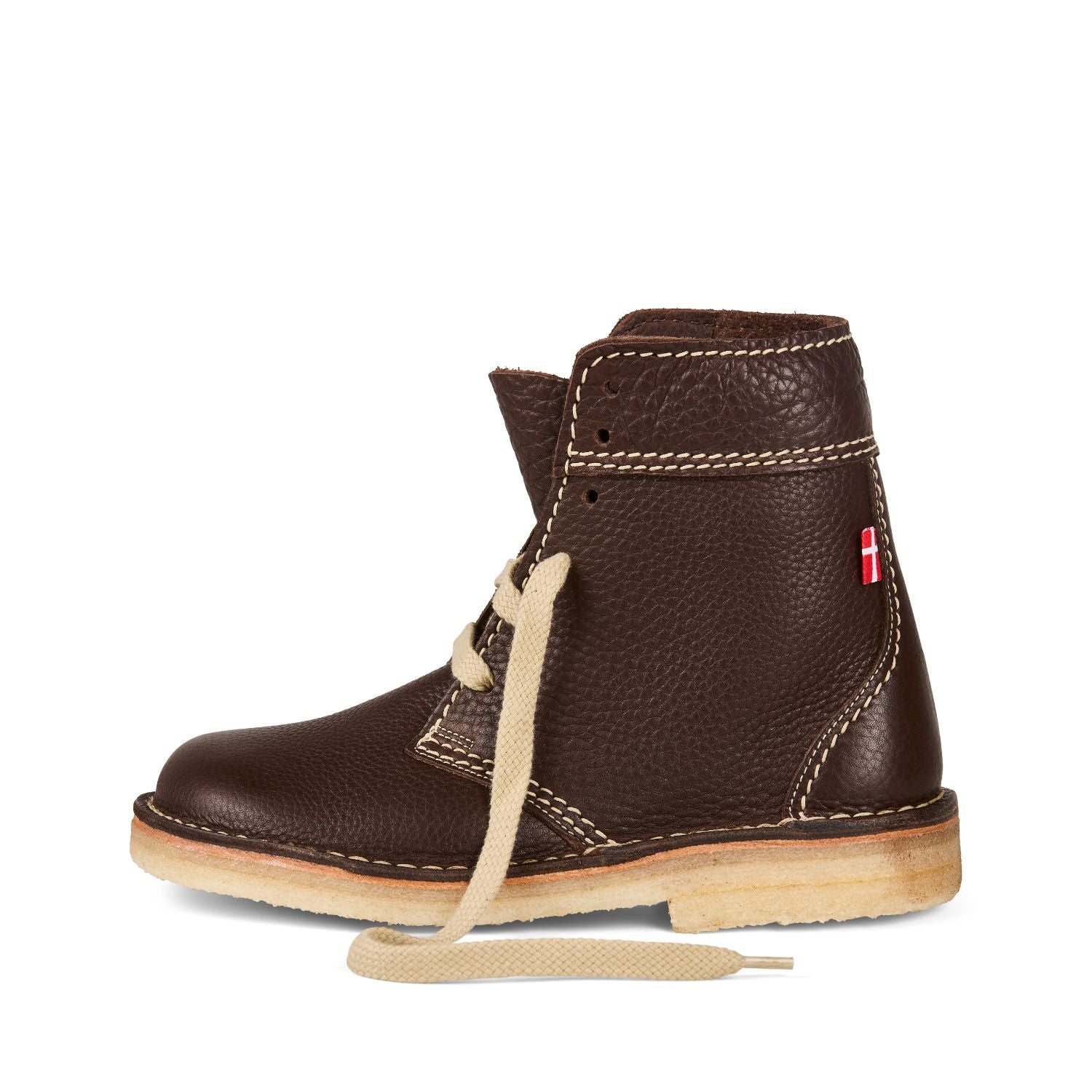 Duckfeet Sønderborg Choco lace-up leather boot, outer side view on white background