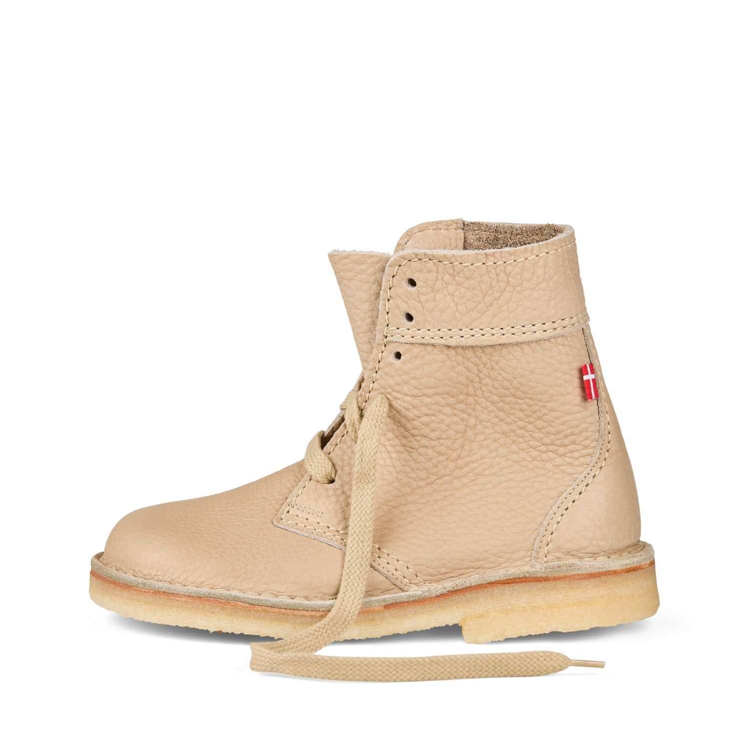 Duckfeet Sønderborg Cream lace-up leather boot, outer side view on white background