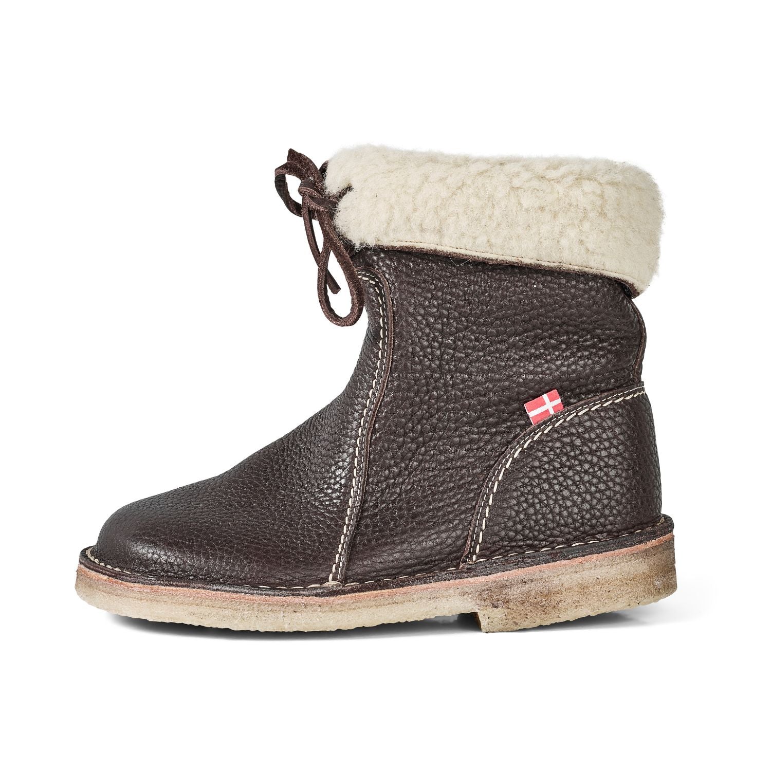 Duckfeet Århus Stone wool-lined pull-on leather boot, outer side view on white background