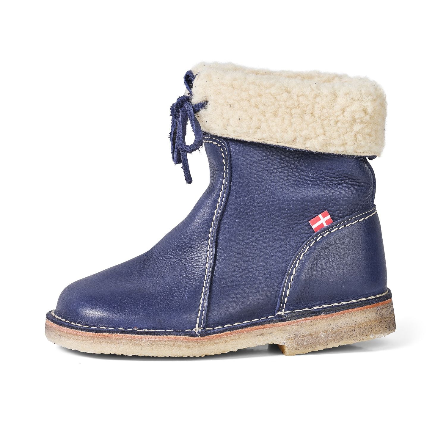Duckfeet Århus Royal Blue wool-lined pull-on leather boot, outer side view on white background