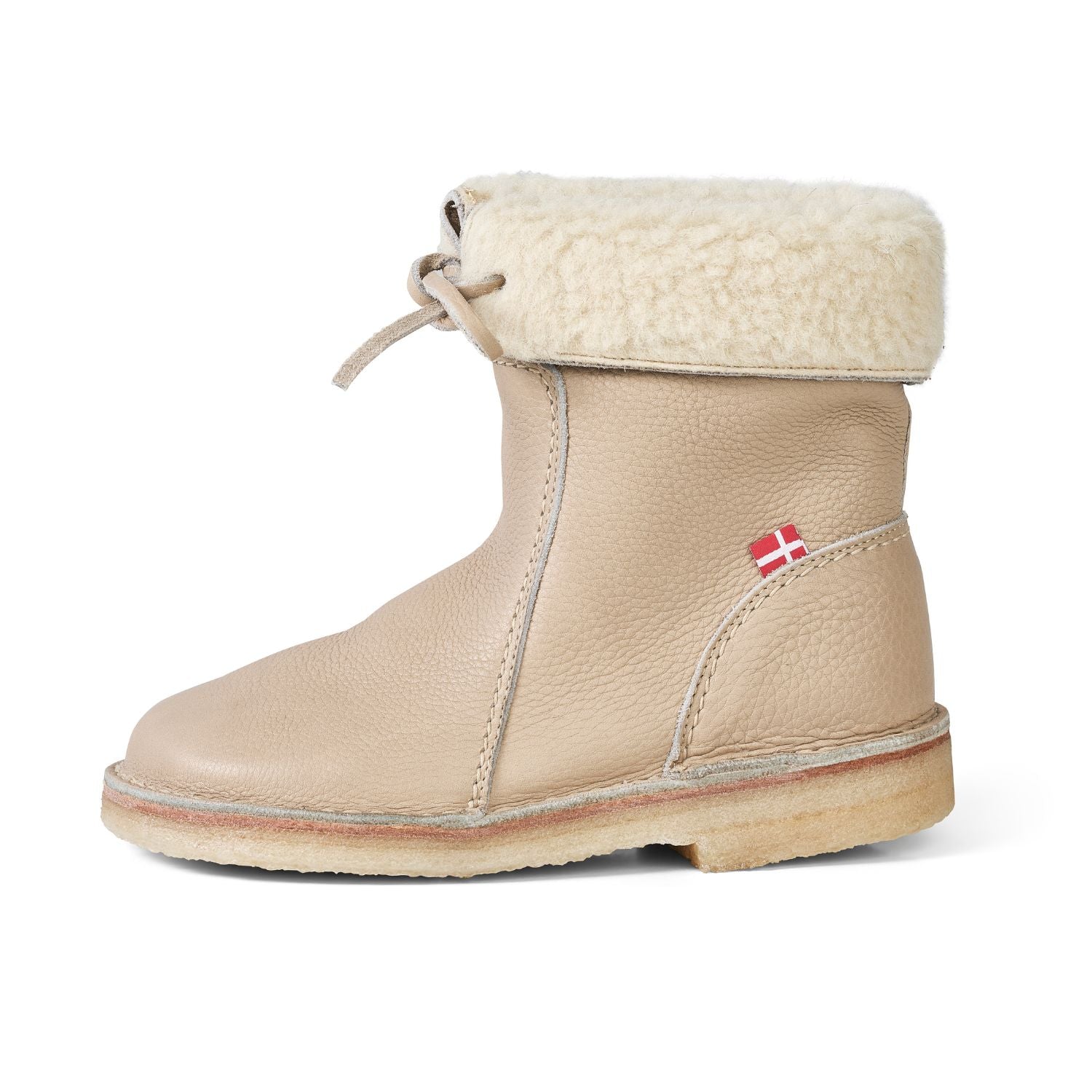 Duckfeet Århus Cream wool-lined pull-on leather boot, outer side view on white background