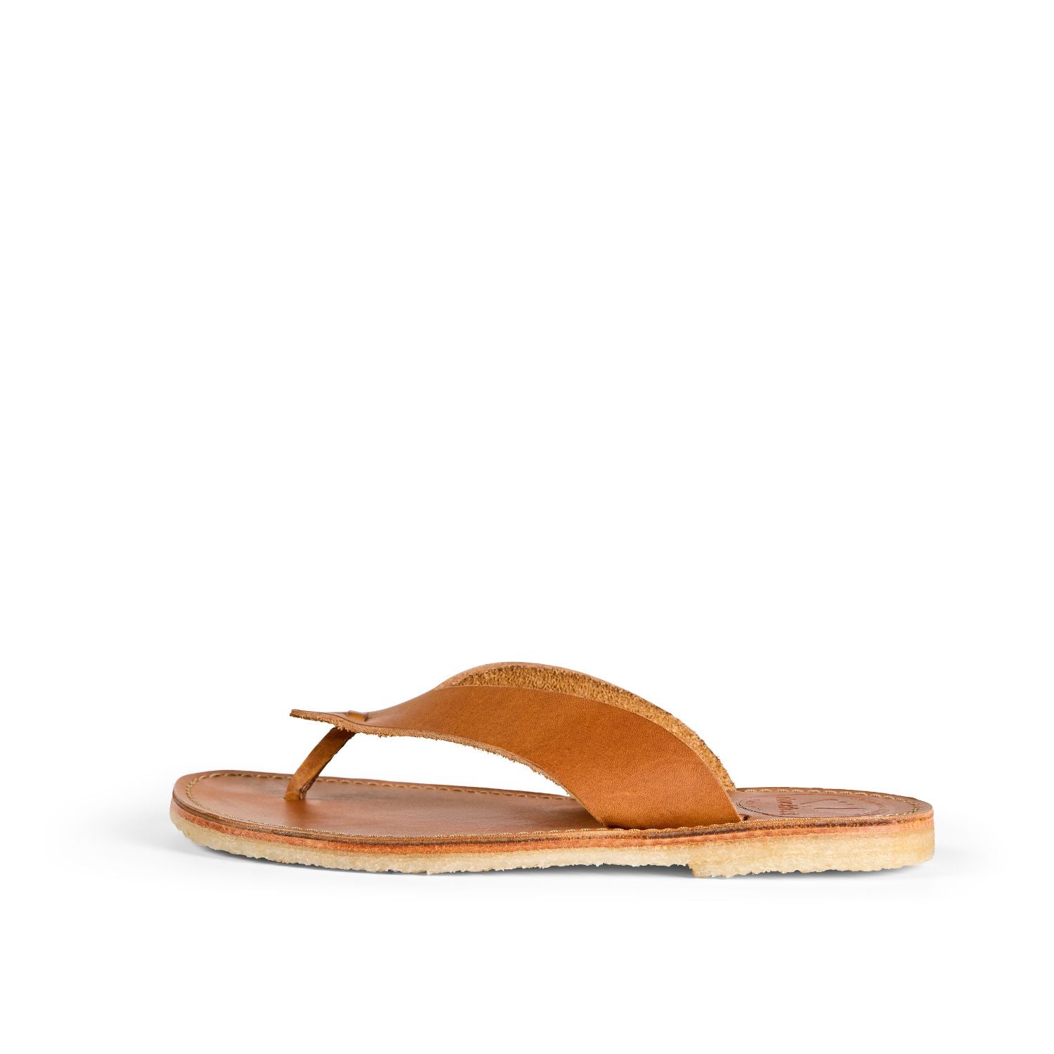 Duckfeet Ærø Brown toe-post leather sandal, outer side view on white background