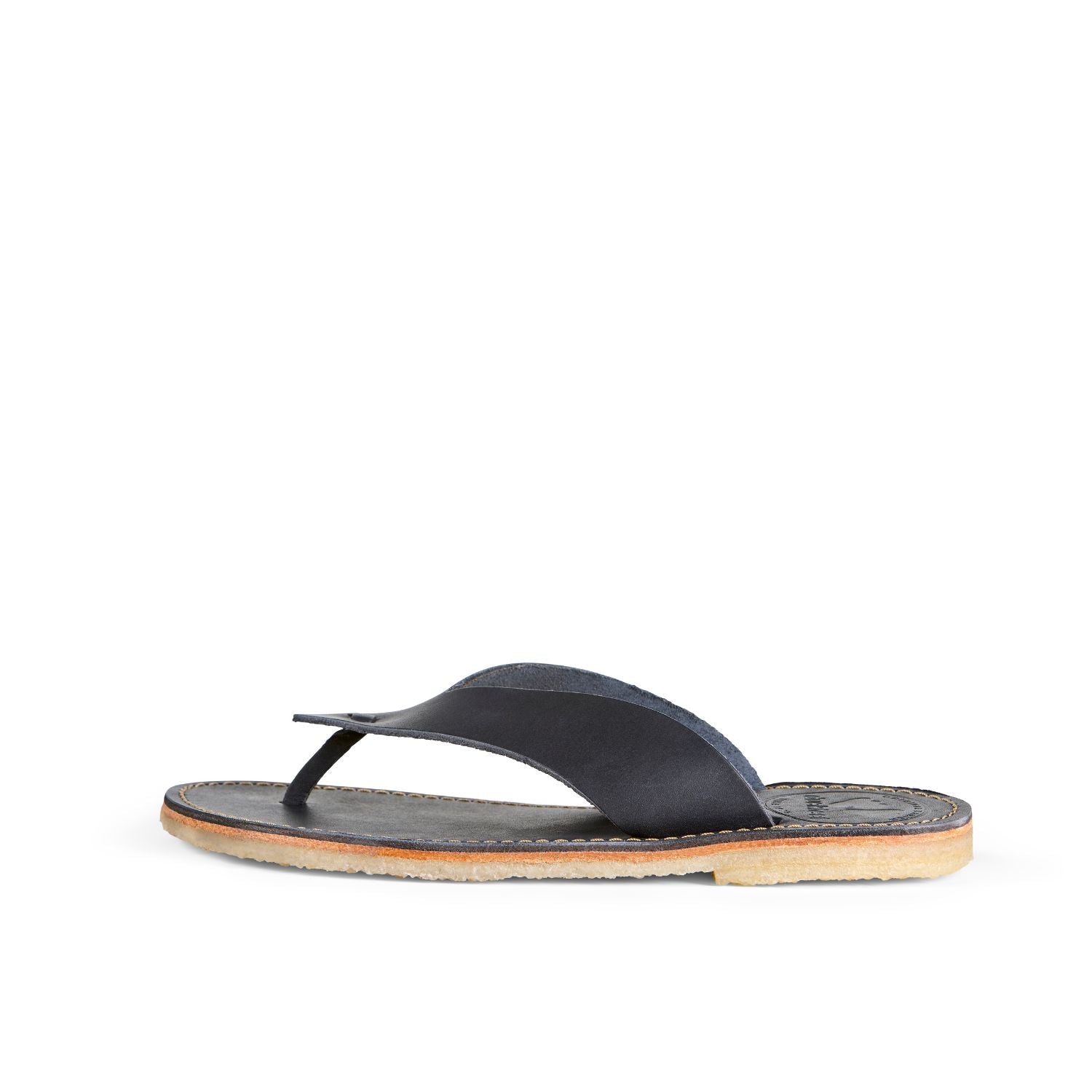 Duckfeet Ærø Blue toe-post leather sandal, outer side view on white background