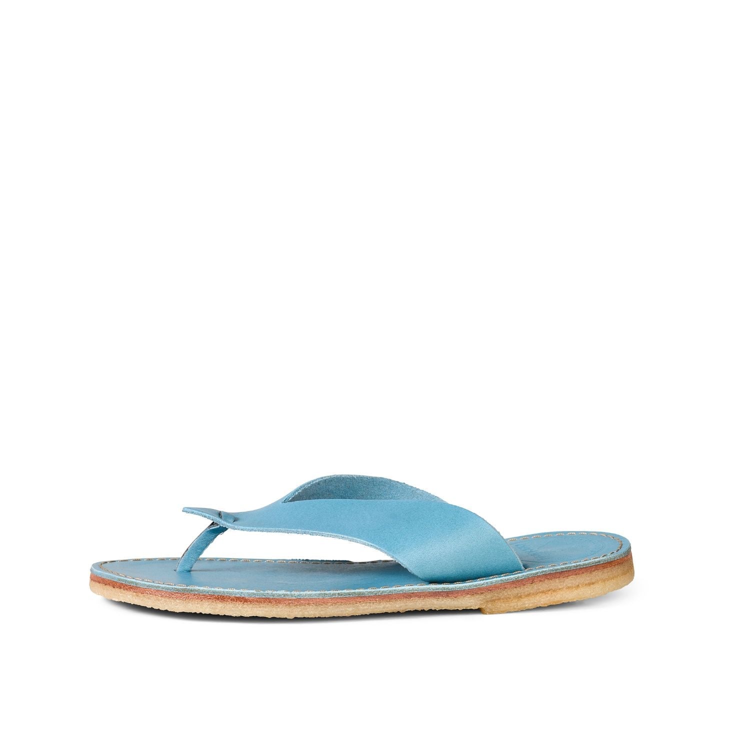 Duckfeet Ærø Jeans toe-post leather sandal, outer side view on white background