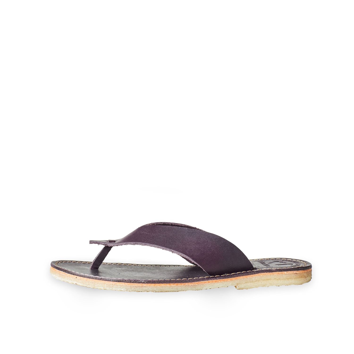 Duckfeet Ærø Plum toe-post leather sandal, outer side view on white background