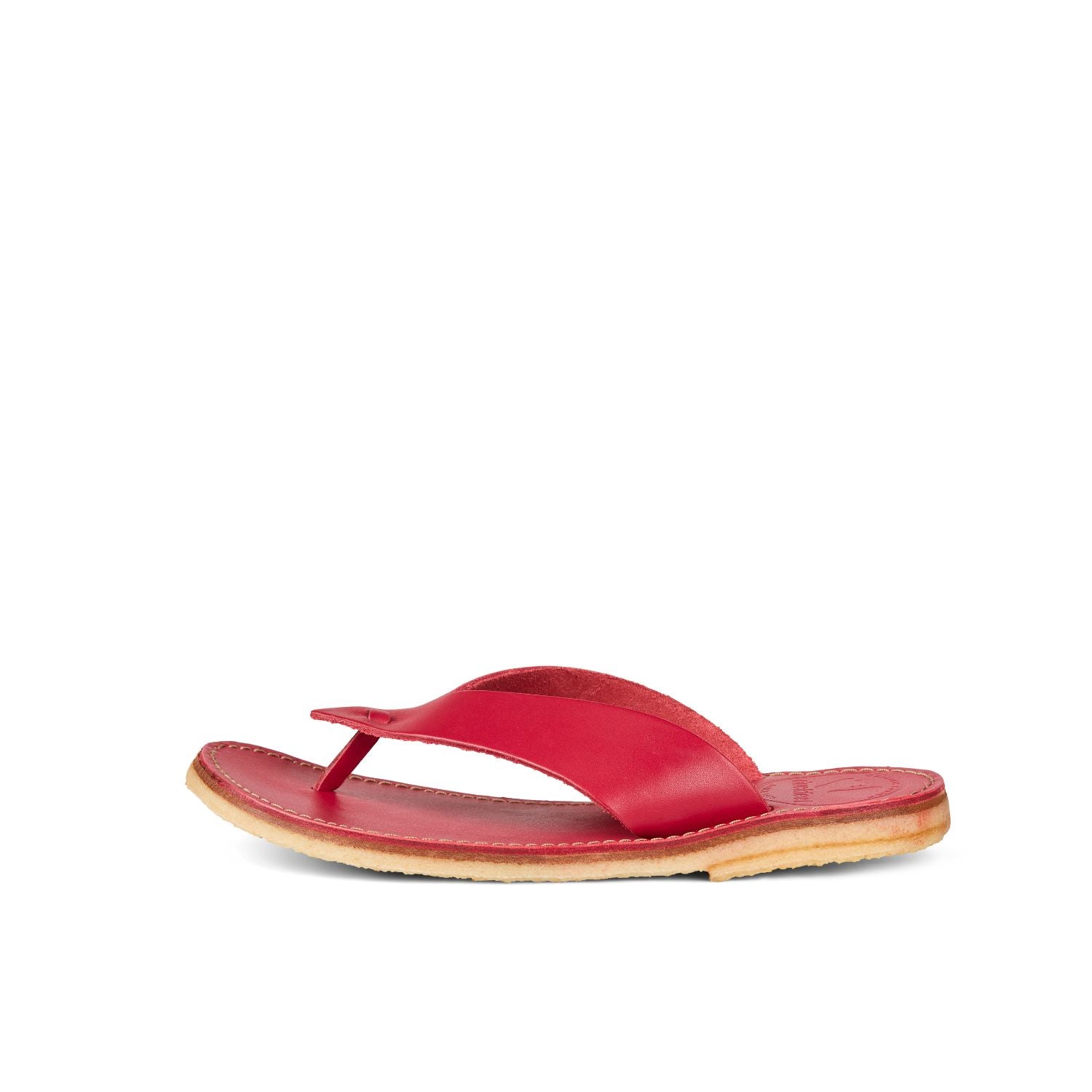 Duckfeet Ærø Pink toe-post leather sandal, outer side view on white background