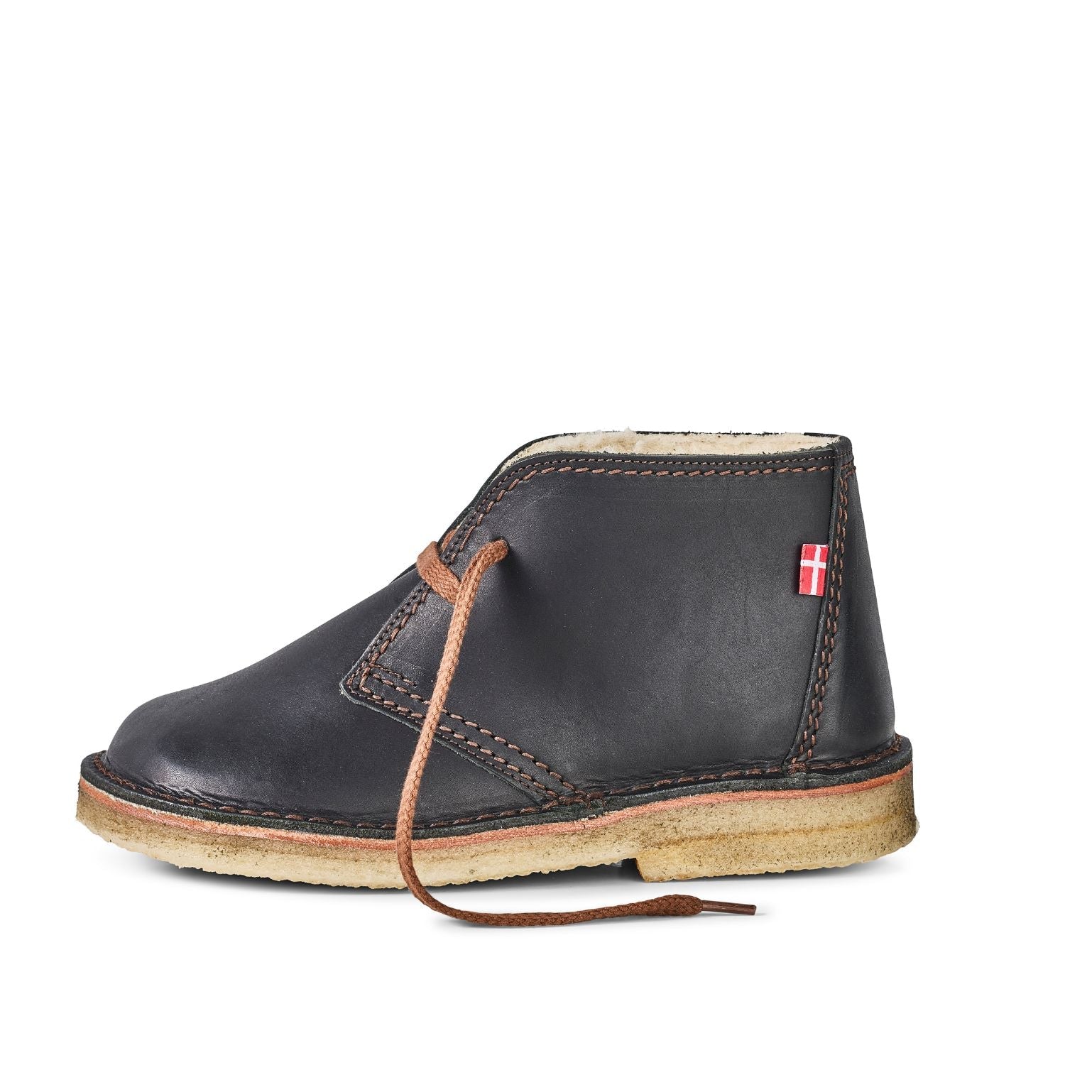 Duckfeet Aalborg Black wool-lined leather ankle boot, outer side view on white background