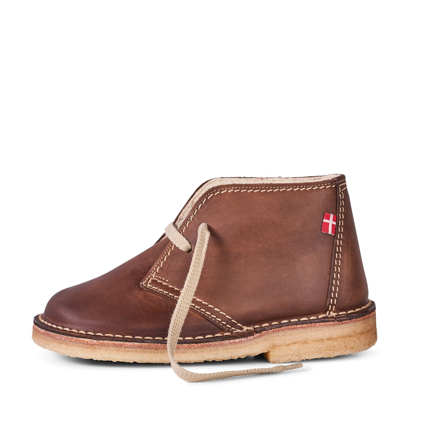 Duckfeet Aalborg Cocoa wool-lined leather ankle boot, outer side view on white background