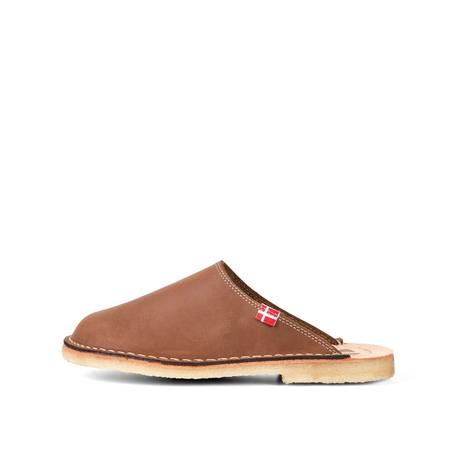 Duckfeet Blåvand Cocoa leather slipper, outer side view on white background