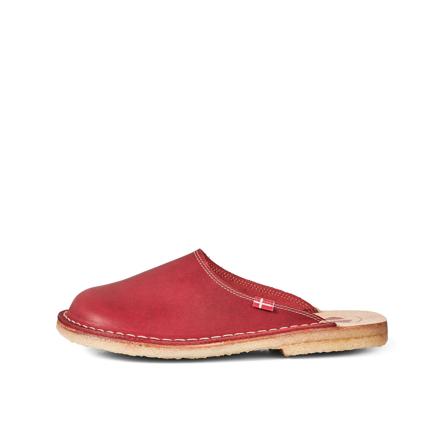 Duckfeet Blåvand Granate leather slipper, outer side view on white background