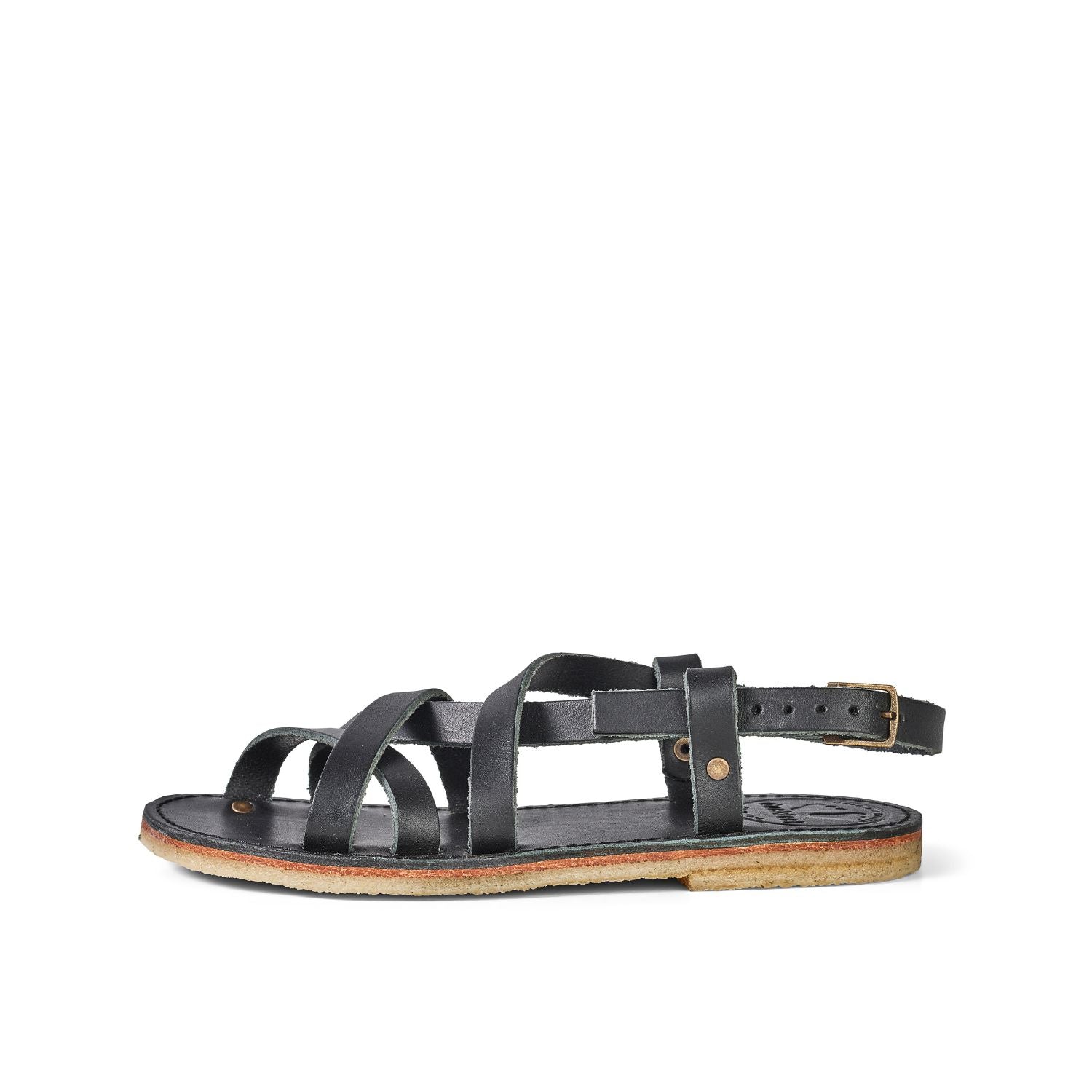 Duckfeet Bornholm Black strappy leather sandal, outer side view on white background