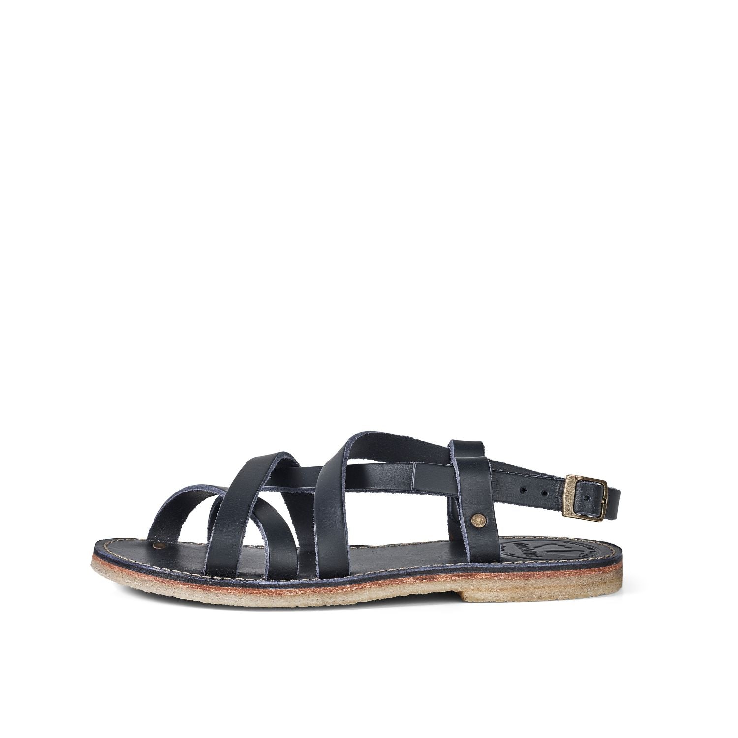 Duckfeet Bornholm Blue strappy leather sandal, outer side view on white background