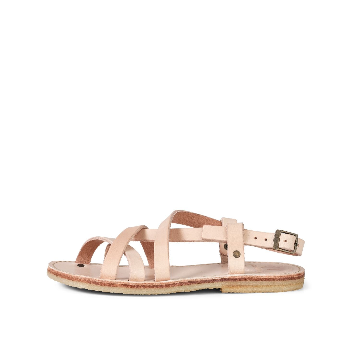 Duckfeet Bornholm Cream strappy leather sandal, outer side view on white background