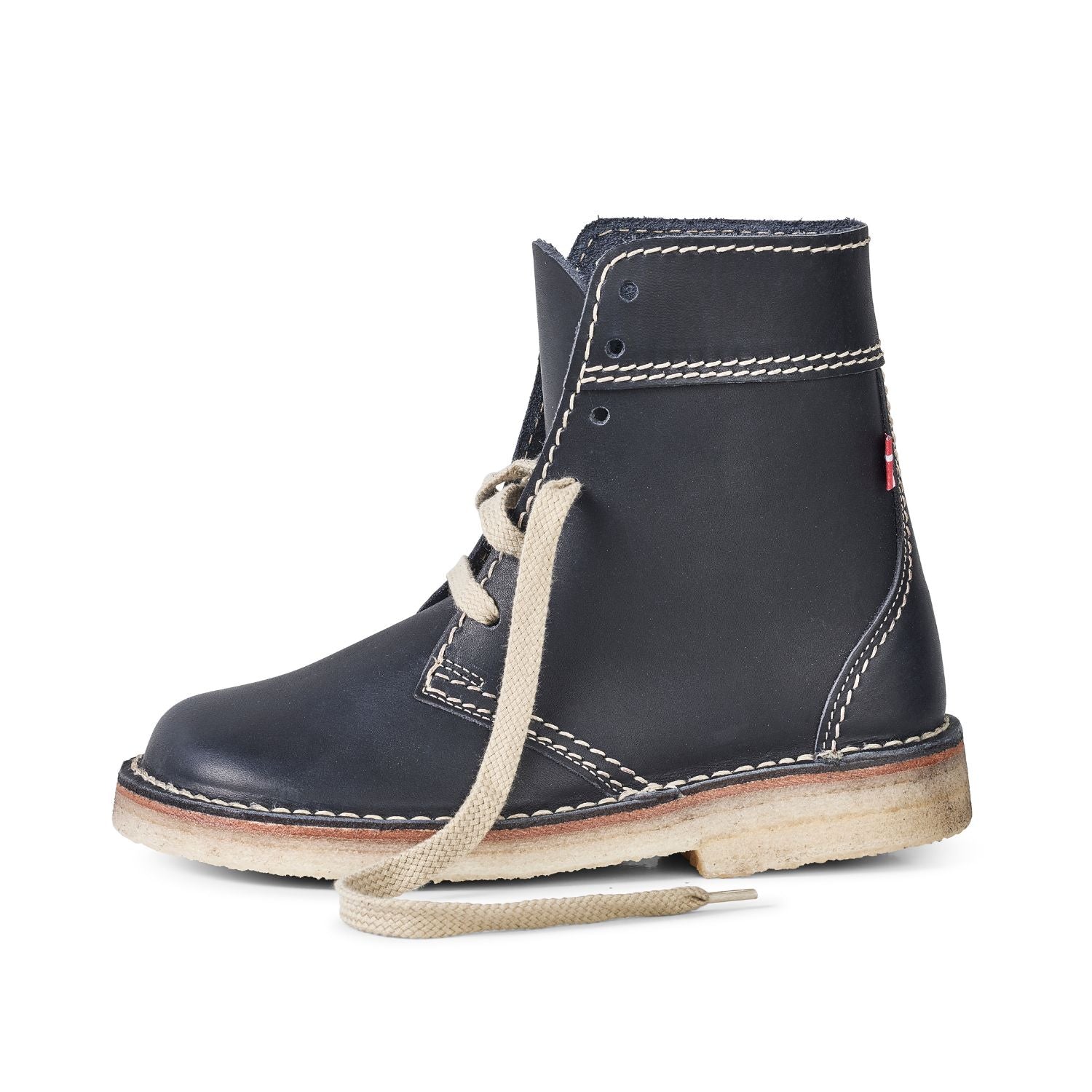 Duckfeet Fåborg Blue lace-up leather boot, outer side view on white background