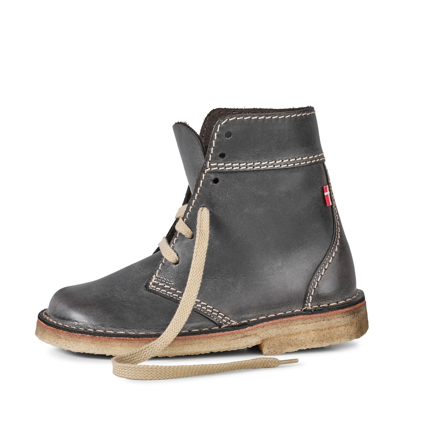 Duckfeet Fåborg Slate lace-up leather boot, outer side view on white background
