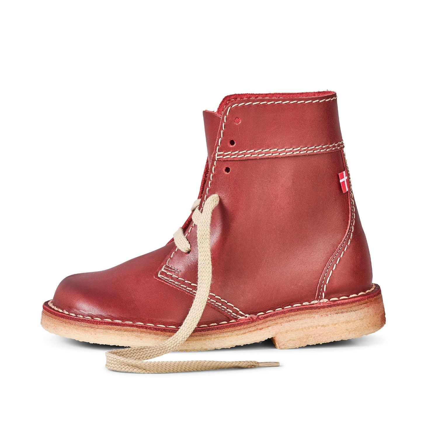 Duckfeet Fåborg Granate lace-up leather boot, outer side view on white background