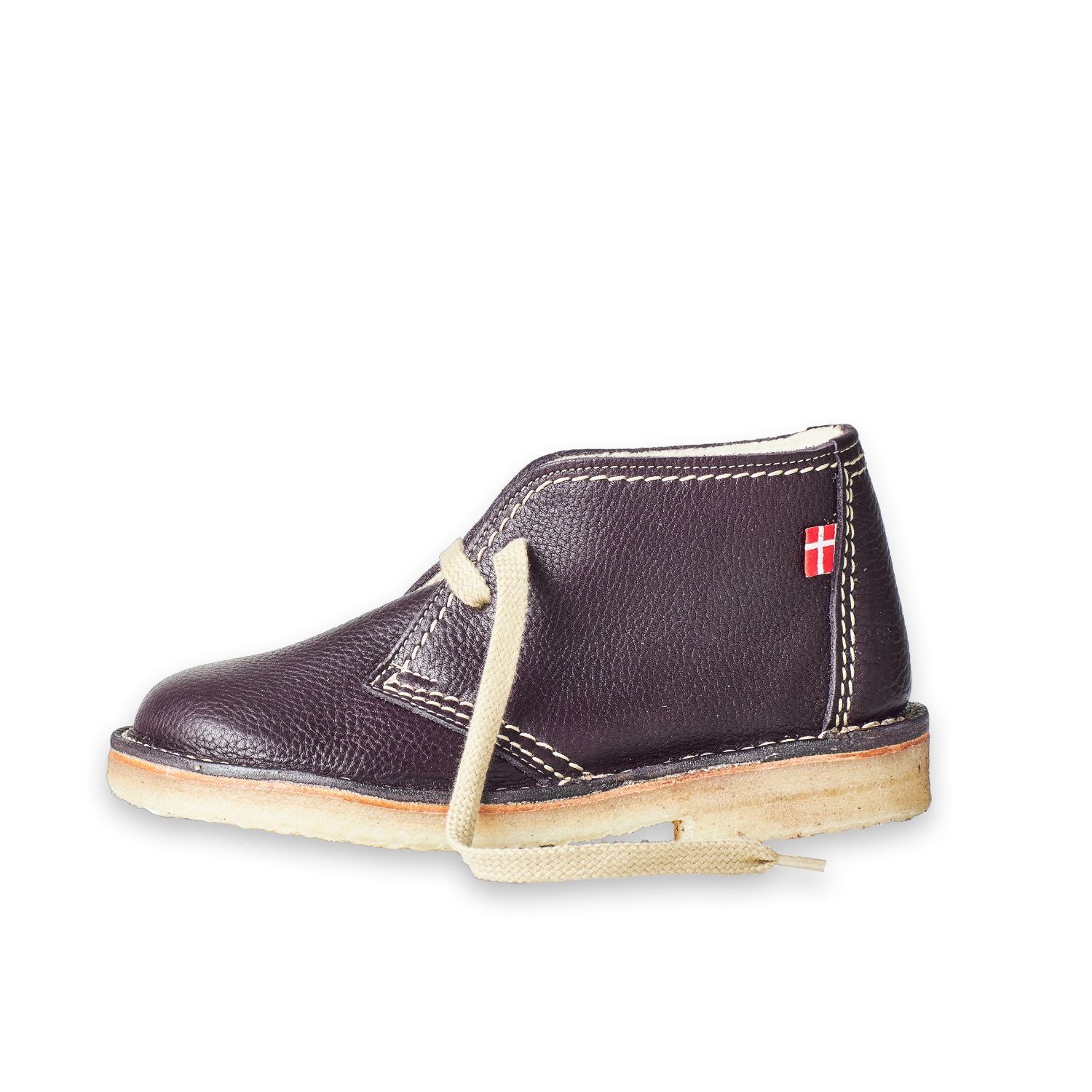 Duckfeet Grenå Plum wool-lined leather ankle boot, outer side view on white background